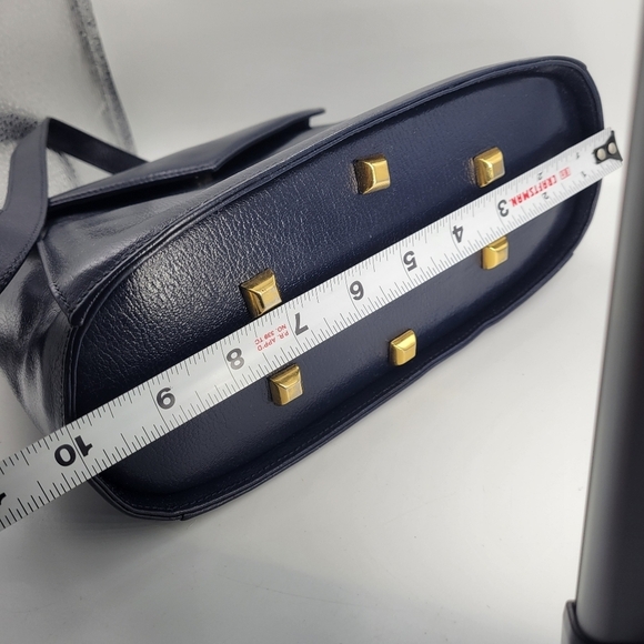 VTG RARE Salvatore Ferragamo Dark Blue Shoulder Bag E 213661 Made in Italy Snap - Picture 12 of 12